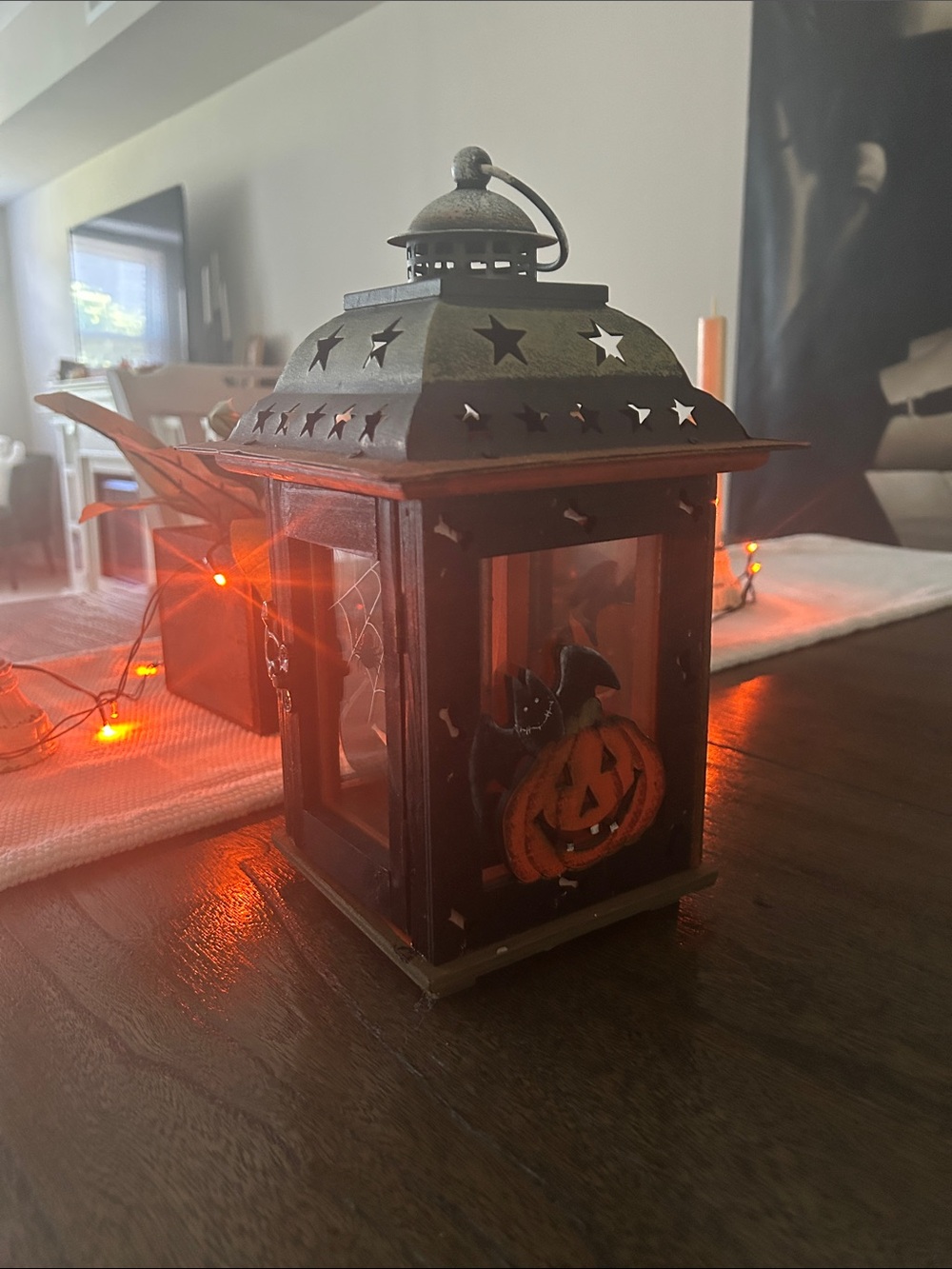 Halloween Pumpkin Lantern Home Accent - Orange and Black